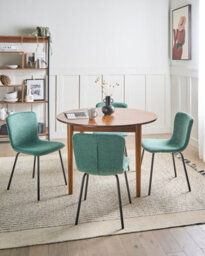 Beliani Set Of 4 Dining Chairs Caldwell Fabric Green - thumbnail 2