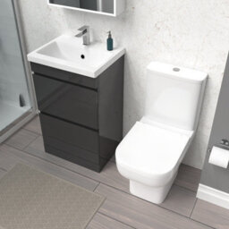 Nes Home 500mm Anthracite 2 Drawers Basin Vanity Unit & Close Coupled Toilet - thumbnail 4