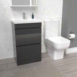 Nes Home 500mm Anthracite 2 Drawers Basin Vanity Unit & Close Coupled Toilet - thumbnail 5