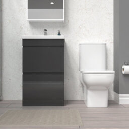 Nes Home 500mm Anthracite 2 Drawers Basin Vanity Unit & Close Coupled Toilet - thumbnail 2