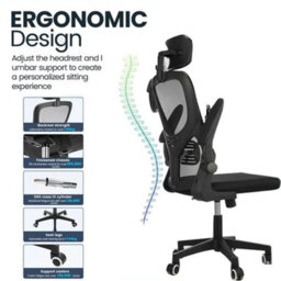 Computer Desk Chair Mesh Office Chair Headrest Back Support - thumbnail 4