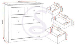 Seconique Panama 4 Drawer 2+2 Chest Of Drawers In Waxed Pine Finish - thumbnail 8