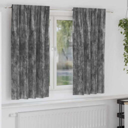 Berkfield Curtain With Curtains 2 Pcs Grey 175 X 140 Cm Velvet - thumbnail 1