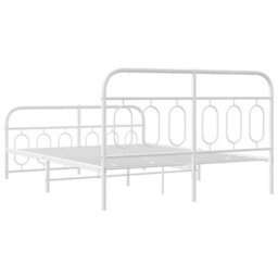 Berkfield Metal Bed Frame Without Mattress With Footboard White 140X190Cm - thumbnail 6