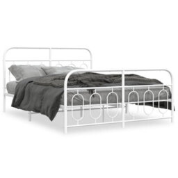 Berkfield Metal Bed Frame Without Mattress With Footboard White 140X190Cm - thumbnail 2