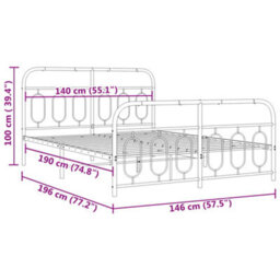 Berkfield Metal Bed Frame Without Mattress With Footboard White 140X190Cm - thumbnail 8