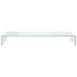Berkfield Tv Stand/monitor Riser Glass White 100X30X13 Cm - thumbnail 3