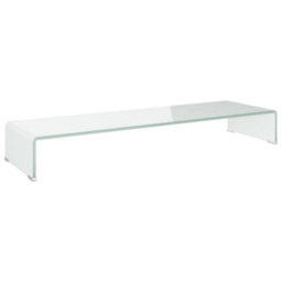 Berkfield Tv Stand/monitor Riser Glass White 100X30X13 Cm - thumbnail 2