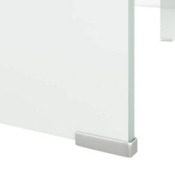 Berkfield Tv Stand/monitor Riser Glass White 100X30X13 Cm - thumbnail 5