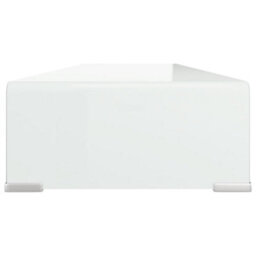 Berkfield Tv Stand/monitor Riser Glass White 100X30X13 Cm - thumbnail 4