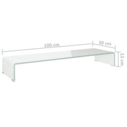 Berkfield Tv Stand/monitor Riser Glass White 100X30X13 Cm - thumbnail 6