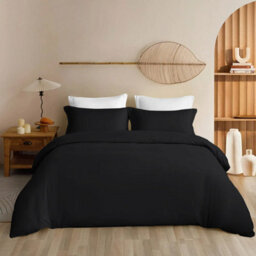 Ameha Plain Reversible Black Duvet Cover Set 3-Piece Super King Size Anti Allergic Bedding Cover (260 X 220 Cm) With Matching Pillowcase - thumbnail 6