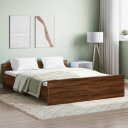 Berkfield Bed Frame With Headboard And Footboard Brown Oak 160X200 Cm - thumbnail 1