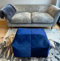 Beautiful Beanbags Luxury Plush Velvet Beanbag Mega Cube Xl Pouffe Bean Bags - Blue