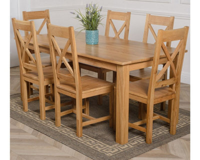 That's Furniture Oslo 180 X 90 Cm Large Oak Dining Table And 6 Chairs Dining Set With Berkeley Chairs - image 1