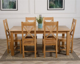 That's Furniture Oslo 180 X 90 Cm Large Oak Dining Table And 6 Chairs Dining Set With Berkeley Chairs - thumbnail 2