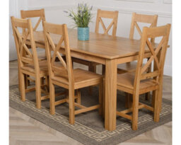 That's Furniture Oslo 180 X 90 Cm Large Oak Dining Table And 6 Chairs Dining Set With Berkeley Chairs - thumbnail 1