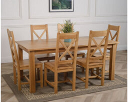 That's Furniture Oslo 180 X 90 Cm Large Oak Dining Table And 6 Chairs Dining Set With Berkeley Chairs - thumbnail 3