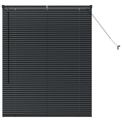Berkfield Modern Window Blind With Curtains Manual Black Aluminium