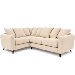 Sofaselectionuk Ltd Harlow Jumbo Cord Left Hand Dual Arm Corner Sofa, Modern Design In Cream