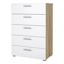 Furniture To Go Pepe Chest Of 5 Drawers In Oak With White High Gloss - thumbnail 3