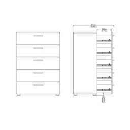 Furniture To Go Pepe Chest Of 5 Drawers In Oak With White High Gloss - thumbnail 9