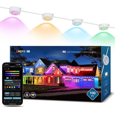 Lepro E1 Ai Permanent Outdoor Lights 30M, Smart Eaves Lights, Waterproof, Rgb & Warm To Cool White, Works With Alexa, No Remote - image 1