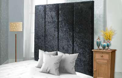 "Adore Designs Stafford Crushed Velvet 5Ft Kingsize 36"" Headboard -  Black"