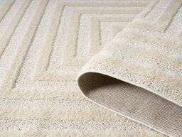 Isabella Living Room Area Rugs - Embossed Geometric Rectangle Design Cream 160Cm X 230Cm - thumbnail 3
