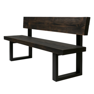 TRL Handmade Furniture Sleek & Slender Reclaimed Bench With Back - Dark Oak - image 1