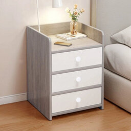 3 Drawers Narrow Wood Bedroom Bedside Table Cabinet Furniture Storage - thumbnail 1