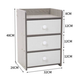 3 Drawers Narrow Wood Bedroom Bedside Table Cabinet Furniture Storage - thumbnail 2