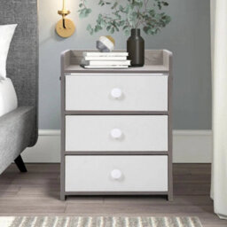 3 Drawers Narrow Wood Bedroom Bedside Table Cabinet Furniture Storage - thumbnail 5