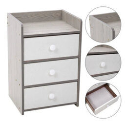 3 Drawers Narrow Wood Bedroom Bedside Table Cabinet Furniture Storage - thumbnail 6