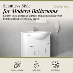 Balterley 3 Door 2 Drawer Bathroom Vanity Basin Unit With Round Basin - 750mm - Gloss White - thumbnail 3