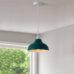 Ledsone Industrial Vintage Ceiling Hanging E27 Lamp Holder 29Cm Metal Pendant Curvy Lampshades Lights Fixtures - Cyan Blue - thumbnail 3