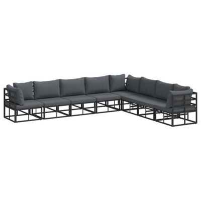 Berkfield Modern Garden Sofa Set With Cushion 8 Pcs Black Aluminium - image 1
