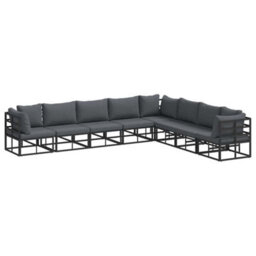 Berkfield Modern Garden Sofa Set With Cushion 8 Pcs Black Aluminium - thumbnail 1
