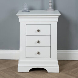 Elm Home And Products Elm Home And Garden Painted White Wood 3 Drawer Bedside Cabinet Table Night Stand - thumbnail 3