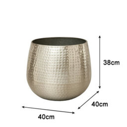 Melody Maison Large Silver Hammered Metal Planter - thumbnail 7