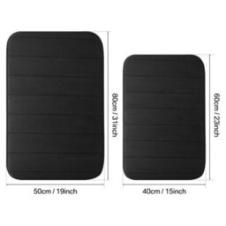 Black 60 X 90Cm Solid-Color Livingroom Carpet Non-Slip Memory Foam Bathroom Mat Shower Soft Rug - thumbnail 4