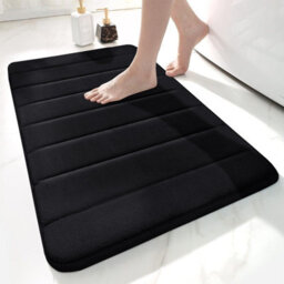 Black 60 X 90Cm Solid-Color Livingroom Carpet Non-Slip Memory Foam Bathroom Mat Shower Soft Rug - thumbnail 1