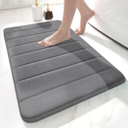 Black 60 X 90Cm Solid-Color Livingroom Carpet Non-Slip Memory Foam Bathroom Mat Shower Soft Rug - thumbnail 2