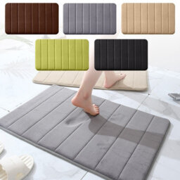 Black 60 X 90Cm Solid-Color Livingroom Carpet Non-Slip Memory Foam Bathroom Mat Shower Soft Rug - thumbnail 9