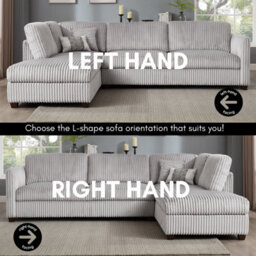 Home Detail Ben Right-Hand Facing Corner Sofa With Footstool, Grey Teddy Jumbo Cord - thumbnail 4