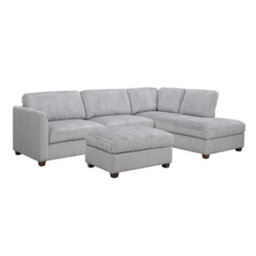 Home Detail Ben Right-Hand Facing Corner Sofa With Footstool, Grey Teddy Jumbo Cord - thumbnail 3