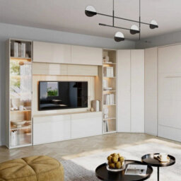 Arte Charlie Ch-17 Hanging Cabinet 213 Cm In Cashmere - Wide Wall-Mounted Storage With Optional Led - thumbnail 5