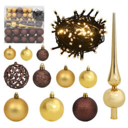 Berkfield 120 Piece Christmas Ball Set With Peak And 300 Leds Gold&bronze