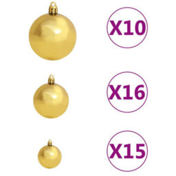 Berkfield 120 Piece Christmas Ball Set With Peak And 300 Leds Gold&bronze - thumbnail 7