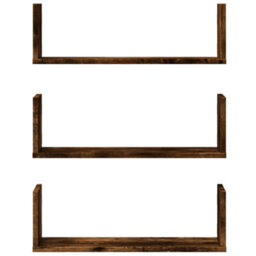 Berkfield Wall Shelves 3 Pcs Smoked Oak 58X18X18 Cm Engineered Wood - thumbnail 4